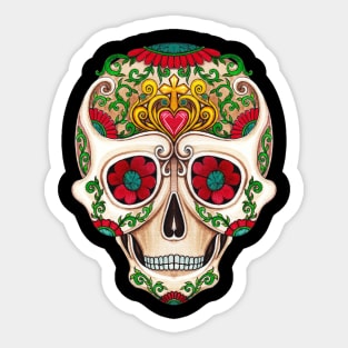 Sugar skull fancy vintage and gems day of the dead. Sticker